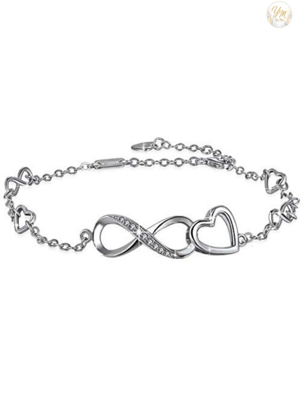 18K Gold Plated Sterling Silver Adjustable Infinity Heart Charm Anklet